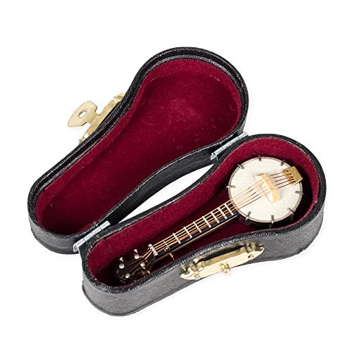 Broadway Gift Co. Banjo Miniature Replica Bright White 1.5 x 3 Resin Stone Tabletop Figurine
