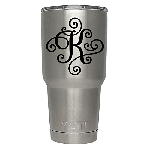 ViaVinyl Monogram die cut decal/sticker. CLICK FOR COLOR/LETTER OPTIONS. AVAILABLE IN FOUR COLORS AND ALL LETTERS A-Z! Great for windows, Yeti and RTIC tumblers, Macbooks and more! (Letter 'K', Black)
