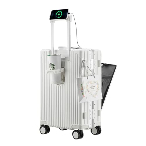 feilario Aluminium Frame Hardside Expandable Spinner Wheel Luggage, Built-In TSA lock Carry on Suitcase, with Cup Holder & USB Port & Phone Holder - - in 18in/20in/24in Sizes