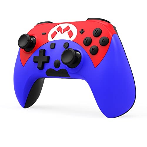 NexiGo Switch Wireless Controller for Nintendo Switch/Lite/OLED with Back Buttons, Bluetooth Controller with Semi-Auto Turbo, Motion, Vibration Function (Red & Blue)