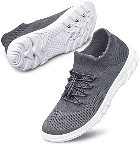 SILLENORTH Mens Womens Water Shoes Quick-Dry Sock Aqua Water Sneakers Slip-on Casual Shoes for Diving Swimming Surfing Beach Dark Grey