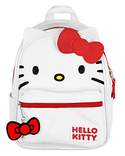 AI ACCESSORY INNOVATIONS Hello Kitty Signature Bow Face and 3D Ear Design Faux Leather Mini Backpack