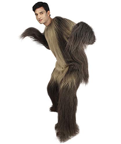 Men's Long Hairy Elder Warrior Ape Military Leader Resistance Fighter Brown Cosplay Costume (Body, L/XL)