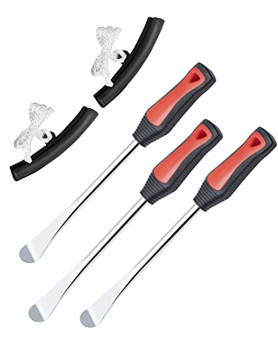 ROTATION 11.5 inch Steel Tire Spoon Lever Iron Tool Kit, Professional Tire Changing Tool for Motorcycle, Dirt Bike, Lawn Mower, 3 pcs Tire Spoons, 2 Rim Protector | 5-Piece Set