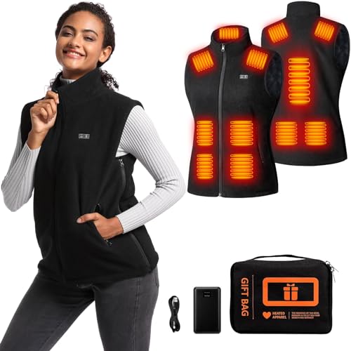 LORUSAFF Heated Vest for Women with Battery Pack Included, Polar Fleece Lightweight Warming Electric Heating Vest jacket (US, Alpha, Large, X-Large, Regular, Regular)
