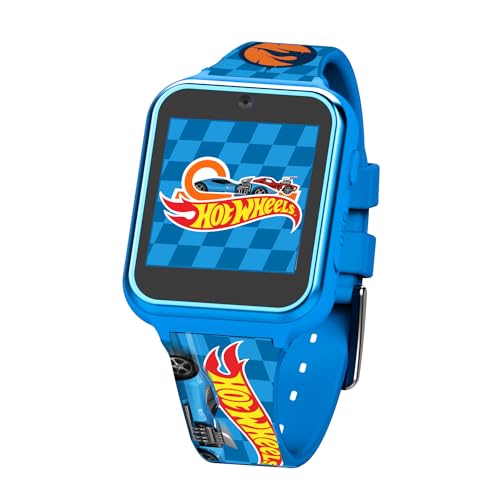 Accutime Kids Hot Wheels Blue Educational Learning Touchscreen Smart Watch Toy for Boys, Girls, Unisex - Selfie Cam, Alarm, Calculator & More (Model: HTW4049AZ)
