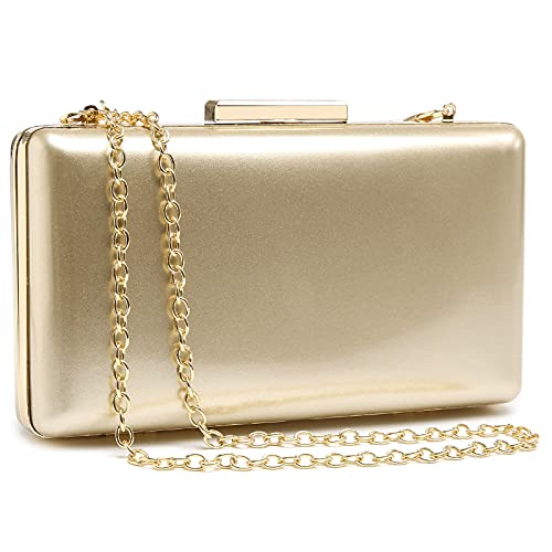Dasein Women Evening Purses Clutch Bags Formal Party Clutches Wedding Purses Cocktail Prom Handbags (Patent Leather Gold)
