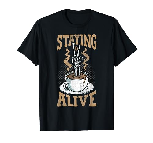 Funny Skeleton Drinking Coffee Caffeine Lover Coffee Brewer T-Shirt