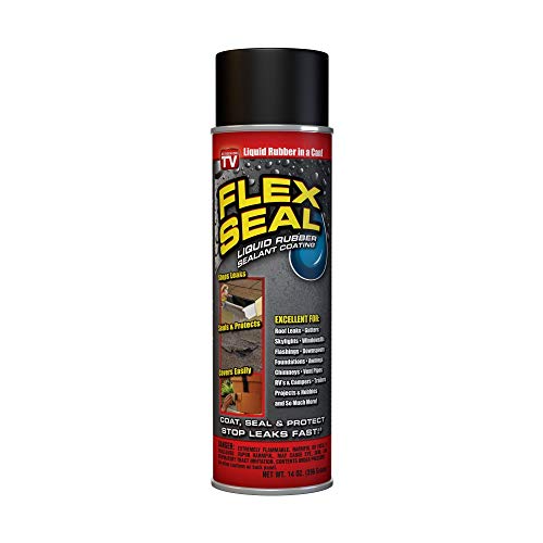 Flex Seal, 14 oz, Black, Stop Leaks Instantly, Waterproof Rubber Spray On Sealant Coating, Perfect for Gutters, Wood, RV, Campers, Roof Repair, Skylights, Windows, and More