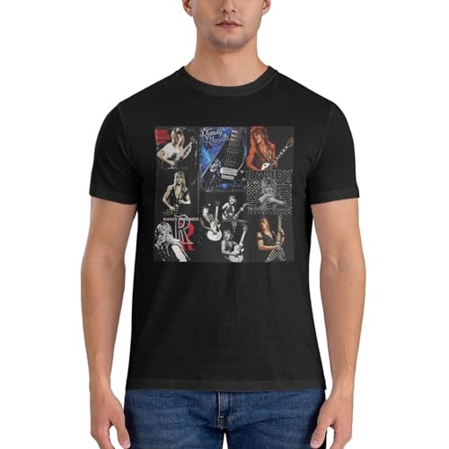 Randy Rock Guitarist Rhoads Men T-Shirt Short Sleeve Slim-Fit Basic Breathable for Cycling Large