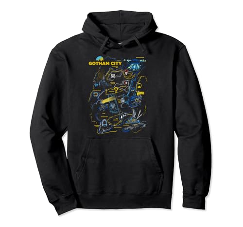 DC Comics Batman Gotham City Map Locations Territorial Logo Pullover Hoodie