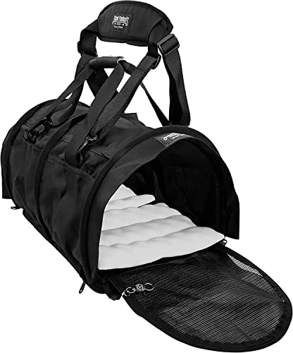 Divided SturdiBag X-Large Pet Carrier: Compartment for 2 Pets, Flexible Height for Cat and Dog Soft Sided with Safety Clips and Seatbelt Straps| Black, 20' x 16' x 12' (PN: SB3D-PRO-BL)