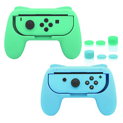 FASTSNAIL Grips Compatible with Nintendo Switch for Joy Con & OLED Model for Joycon, Wear-resistant Handle Kit Compatible with Joy Cons Controllers, 2 Pack(Light Green and Light Blue)