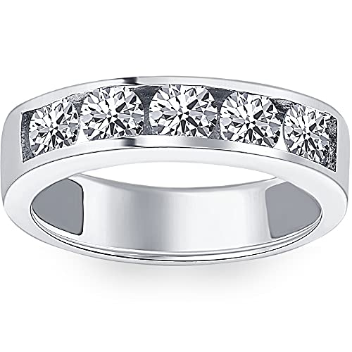 P3 POMPEII3 1 1/4ct Diamond Wedding Ring Channel Set Mens Ring 14k White Gold - Size 6