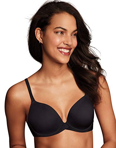 Maidenform One Fab Fit Underwire Bra, Push-Up T-Shirt Bra, Modern Demi Bra, Lightly Padded Bra with Convertible Straps, Black, 34B