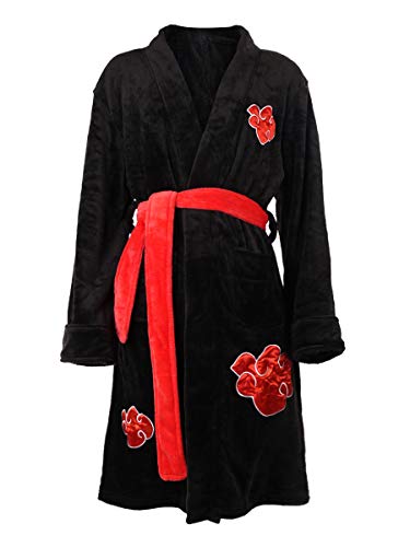 CosInStyle Cuddly for Akatsuki Dressing Gown with Embroidered Clouds, Black, Small/Medium