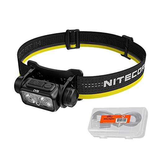Nitecore NU43 Rechargeable Headlamp, 1400 lumens USB-C Bright Lightweight for Camping, Running, or Working, with Spotlight, Floodlight, Red Light