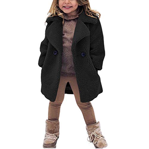 rrhss Baby Girls Faux Fur Teddy Long Coat Tollder Kids Winter Fleece Jacket Warm Outwear Clothes