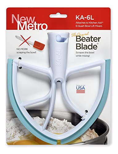 New Metro Design KA-6LAQ Plastic Beater Blade, works w/most KitchenAid 6 and 7 Qt Bowl-Lift Stand Mixers, Aqua