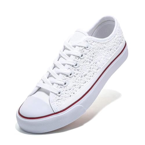 Womens Shoes Low Top Lace Up Canvas Sneakers Casual Fashion Running Lightweight Breathable Low Cut Comfortable Canvas Shoes for Walking…