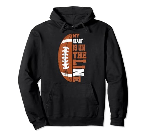 My Heart is on the Line Football Pullover Hoodie
