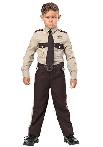 Kids Brown Sheriff Costume Boys, Child State Trooper Police Office Uniform Halloween Outfit Medium