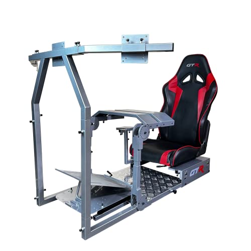 GTR Simulator GTA-Pro Racing Simulator Home Workstation Racing Cockpit with Speciale Racing Seat, Racing Rig Control Mounts for Driving and Flight Simulator