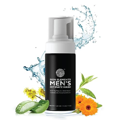 Skin Elements Intimate Wash for Men with Tea Tree Oil | pH Balanced Foaming Hygiene Wash | Prevents Itching, Irritation & Bad Odor | 4.05 fl. oz.