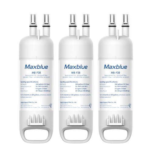 Maxblue MB-F38 Replacement for W10295370A, Everydrop Filter 1, EDR1RXD1, EDR1RXD1B, P8RFWB2L, P4RFWB, Kenmore 46-9081, 46-9930, Refrigerator Water Filter, 3 Filters
