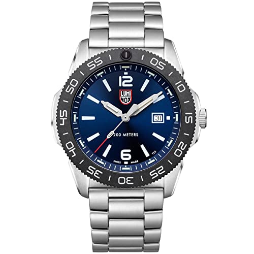 Luminox Men's Navy Seal Pacific Diver 3120 Series Silver Stainless Steel Oyster Band Blue Dial Quartz Analog Watch