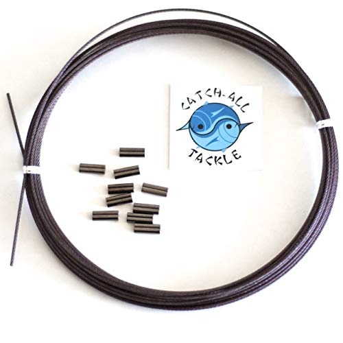 49 Strand Stainless Steel Black Vinyl Coated Cable Kit 30' with 10 crimps (1.0mm 175lb 1.3mm Crimp)