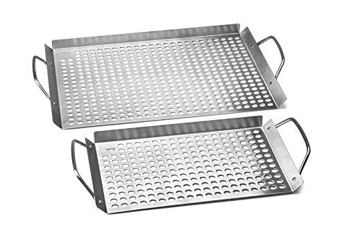 Outset 76630 Stainless Steel Grill Topper Grid, Set of 2, 11'x7' and 11'x17'