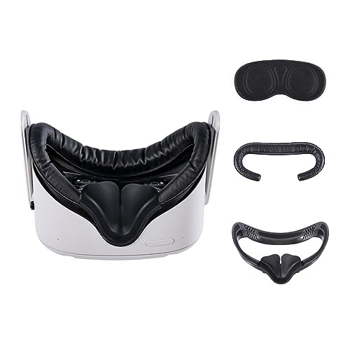 GetD Face Cushion Pad Compatible with Quest 2 Accessories, PU Leather Face Pad Replacement, with Fitness Facial Interface, Nose Pad and Lens Protector,Face Cover for Quest 2