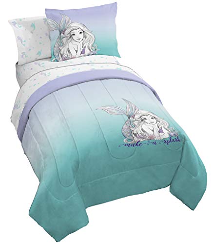 Jay Franco Disney The Little Mermaid Make A Splash 5 Piece Twin Bed Set - Includes Comforter & Sheet Set - Bedding Features Ariel - Super Soft Fade Resistant Microfiber - (Official Disney Product)...