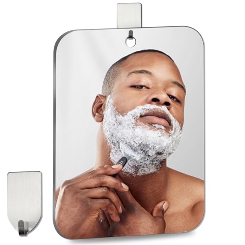 Larger Shower Mirror Fogless for Shaving Mirror for Shower,11x8 inch Than Original,Unbreakable Deluxe Plexiglass Makeup Mirror,Largest Bathroom Wall Hanging,Handheld Camping,Anti Fog Free Suction