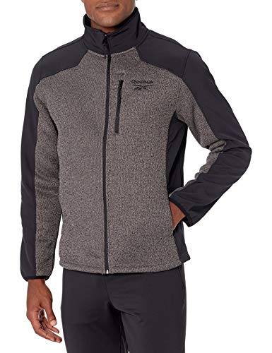 Reebok Men's Soft Woven Jacket, Char HTHR/Black, L