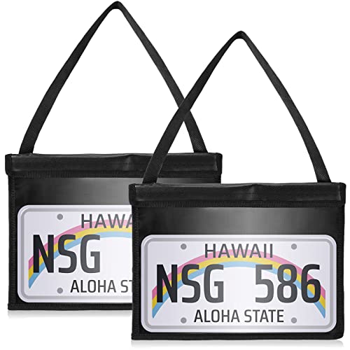 2 Pcs License Plate Holder with Hanging Strap Test Drive License Plate Holder License Plate Tag Bag Dealer Plates Tag Bags Black License Plate Frame Cover Car Plate Bracket Holder for Car SUV Truck