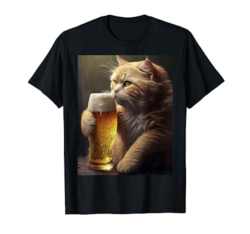 Mens Funny Cat Cats And Beer T-Shirt