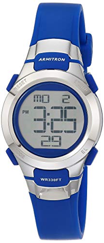 Armitron Sport Women's 45/7012BLU Silver-Tone Accented Digital Chronograph Blue Resin Strap Watch
