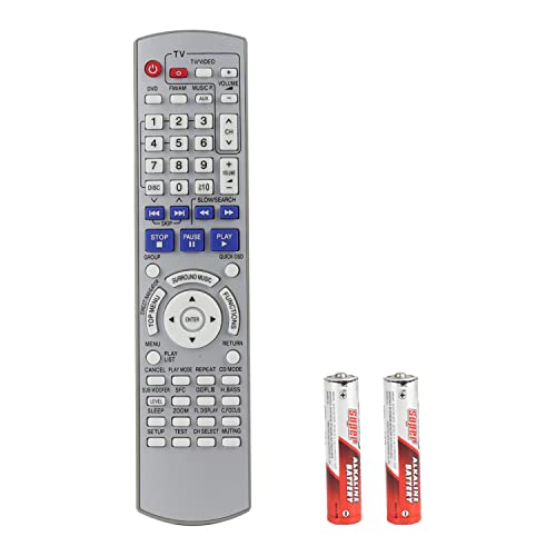 EUR7662Y30 Remote Control Compatible with Panasonic DVD Home Theater Stereo System SA-HT740 SA-HT743 SA-HT744 SA-HT940 SA-HT740P SC-HT740 SC-HT743 SC-HT744 Replacement Controller with Batteries