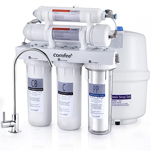 COMFEE’ 5-Stage Reverse Osmosis System, NSF Certified Water Filter for Under Sink, Easy DIY Installation, Ultra Safe Drinking Water Filtration System, Leak-Free RO System, Quiet Operation, 75 GPD