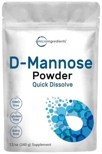 D Mannose Powder, 12* Ounces, Pure Mannose Supplement, Quick Water Soluble, Support Urinary Tract Cleanse & Bladder Health, Premium Mannose for Women and Men, Vegan Friendly