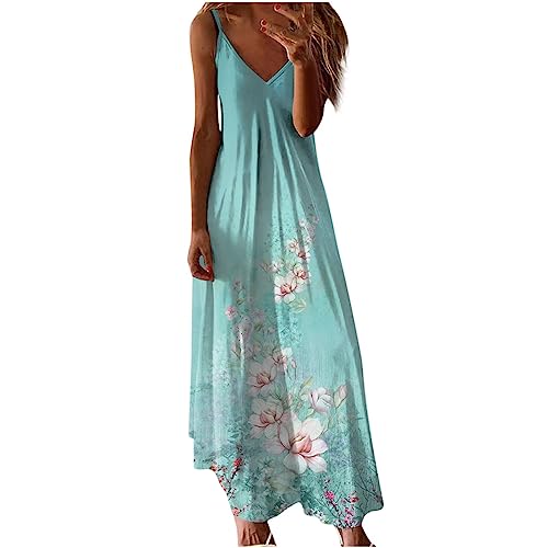 Ladies Dresses 2023 2024 Vestidos florales de regreso a casa 2023 Vestido Largo con Estampado de mariposas y dobladillo fluido para Mujer M2-Green Small