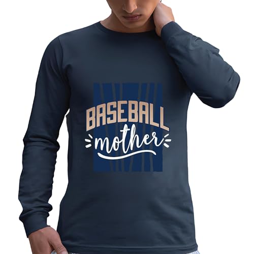 Gift for Sports Fans Mother Lettering on Blue Background Ball Design Black and Muticolor Unisex Long Sleeve T Shirt