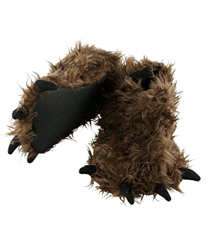 Lazy One Animal Paw Slippers for Kids and Adults, Fun Costume for Kids, Cozy Furry Slippers, Sasquatch (Bigfoot, Large) Dark Brown