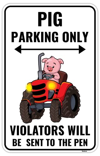 Venicor Pig Sign Decor - 9 x 14 Inches - Aluminum - Cute Pig Gifts for Pig Lovers Women Stickers Decorations Stuff