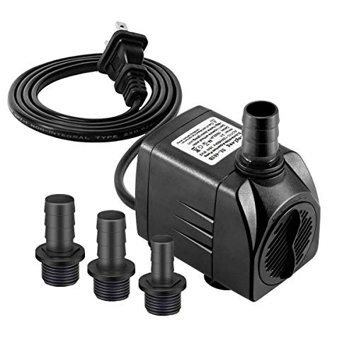 SongLong Submersible Pump 400GPH Ultra Quiet with Dry Burning Protection 6.5ft High Lift for Fountains, Hydroponics, Ponds, Aquariums & More……