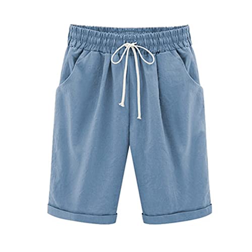 My Orders Placed amaon 2024 Of My Orders Cotton Linen Shorts for Women Loose Fit Knee Length Bermuda Shorts Elastic Waist Workout Shorts Casual Summer Beach Shorts My Recent Orders 2-Light Blue