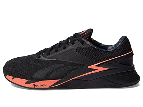 Reebok Unisex Nano X3 Cross Trainer, Black/Orange Flare/Pure Grey, 9 US Men