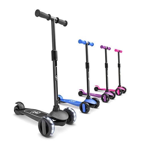 6KU Scooters for Kids 3-5 Year Old with Flash Wheels, Toddler Scooter 4 Adjustable Height, Extra-Wide PU LED Wheels, 3 Wheel Scooters for Girls & Boys (Black)